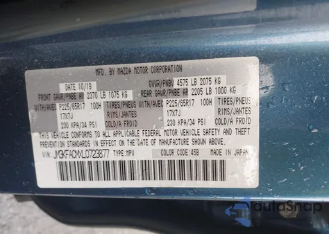 2020 Mazda Cx-5 Touring z USA, uszkodzony, nr VIN JM3KFACMXL0723877